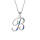 Collier en argent rhodi chane avec pendentif initiale B et oxydes multi couleurs sertis 42+3cm