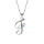 Collier en argent rhodi chane avec pendentif initiale F et oxydes multi couleurs sertis 42+3cm