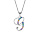Collier en argent rhodi chane avec pendentif initiale G et oxydes multi couleurs sertis 42+3cm