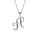 Collier en argent rhodi chane avec pendentif initiale H et oxydes multi couleurs sertis 42+3cm