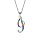 Collier en argent rhodi chane avec pendentif initiale I et oxydes multi couleurs sertis 42+3cm