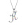Collier en argent rhodi chane avec pendentif initiale K et oxydes multi couleurs sertis 42+3cm