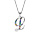 Collier en argent rhodi chane avec pendentif initiale L et oxydes multi couleurs sertis 42+3cm