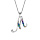 Collier en argent rhodi chane avec pendentif initiale M et oxydes multi couleurs sertis 42+3cm