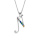 Collier en argent rhodi chane avec pendentif initiale N et oxydes multi couleurs sertis 42+3cm