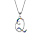 Collier en argent rhodi chane avec pendentif initiale Q et oxydes multi couleurs sertis 42+3cm