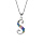 Collier en argent rhodi chane avec pendentif initiale S et oxydes multi couleurs sertis 42+3cm