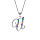 Collier en argent rhodi chane avec pendentif initiale U et oxydes multi couleurs sertis 42+3cm