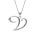 Collier en argent rhodi chane avec pendentif initiale V et oxydes multi couleurs sertis 42+3cm