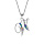 Collier en argent rhodi chane avec pendentif initiale W et oxydes multi couleurs sertis 42+3cm