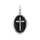 Pendentif en argent rhodi mdaille ovale avec Croix sur fond noir