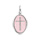 Pendentif en argent rhodi mdaille ovale avec Croix sur fond rose ple