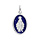 Pendentif en argent rhodi mdaille ovale miraculeuse sur fond bleu fonc