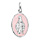 Pendentif en argent rhodi mdaille ovale miraculeuse sur fond rose pale