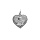 Pendentif argent platin coeur contour diamant avec Ange