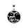 Pendentif en argent rhodi mdaille 15mm, onyx noir imitation, zodiaque blier et un oxyde blanc