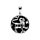 Pendentif en argent rhodié médaille 15mm, onyx noir imitation, zodiaque lion et un oxyde blanc