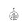 Pendentif en argent platine rond 18mm Saint Christophe avec contour d'oxydes blancs sertis