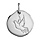 Pendentif en argent rhodi galet avec colombe grave - diamtre 18mm