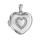 Pendentif en argent rhodi cassolette coeur avec coeur en oxydes blancs sertis sur le dessus - dimension 20mm - possibilit d'insrer 1 ou 2 photos droite et gauche