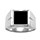 Chevalire en argent plateau carr 10mm X 10mm en onyx synthtique et godrons larges sur les cts