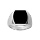 Chevalire en argent plateau tonneau 16mm X 14mm en onyx synthtique