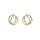 Boucles d'oreille en acier et PVD jaune double cercle entrelacs avec oxydes blancs et fermoir poussette