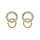 Boucles d'oreille en acier et PVD jaune double anneau oxydes blancs sertis et torsade entremls et fermoir poussette