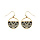 Boucles d'oreille Stella Mia en acier et PVD jaune ronde motif ptales nacre blanche sur fond noir fermoir crochet