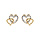 Boucles d'oreille acier PVD dor, double coeur strass