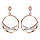 Boucles d'oreilles en acier et oxydes et PVD rose anneau avec 2 bandes en rsine et strass blancs - fermoir poussette