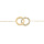 Bracelet en acier PVD jaune chaine avec 2 cercles entrelacs 1 lisse et 1 avec oxydes blancs 16+3cm