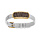 Bracelet en acier et PVD jaune et cuir bovin blanc motif rectangulaire avec rsine lopard rglable