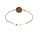 Bracelet en acier et PVD jaune cordon blanc motif rond avec rsine lopard 16+3cm