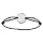 Bracelet en acier cordon noir coulissant avec plaque ronde au milieu