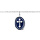 Bracelet en acier chane avec pampille Croix sur fond bleu nuit 16+3cm