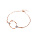 Bracelet en acier et PVD rose chane avec anneau rigide et pince en strass blancs 16+2.5cm