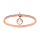 Bracelet articulé en acier et PVD rose avec rails d'oxydes blancs et pampille arbre de vie diamètre 58mm