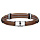 Bracelet en cuir marron avec 2 cbles en acier gris vers le milieu - longueur 20cm