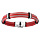 Bracelet en acier et cuir rouge avec 2 cbles gris rglable 20cm