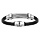 Bracelet en acier et cuir noir tresse 3 rangs cble gris 21cm rglable