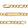 Gourmette en acier dor 1+3 9mm - 21cm