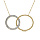Collier en acier et PVD jaune chane avec double anneau entreml 1 avec oxydes blancs sertis et 1 torsad 40+4cm