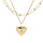 Collier en acier et PVD jaune double rang avec pendentif coeur 39+5cm