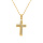 Collier en acier dor avec pendentif de 15 x 10mm motif croix avec oxydes blancs sertis 42+5cm