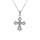 Collier enacier pendentif avec croix oxydes blancs sertis 42+5cm