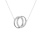 Collier acier double anneaux et strass réglable 40 à 45cm