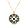 Collier en acier doré avec pendentif résine bleu et oxydes blancs, 40+5cm