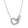 Collier en acier chane avec pendentif double coeur oxydes blancs sertis 39+5cm