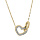 Collier en acier et PVD jaune pendentif double coeur oxydes blancs sertis 39+5cm